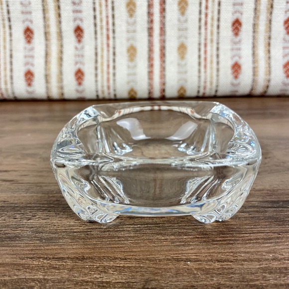Art Deco Clear Glass Footed Toed Ashtray - Picture 3 of 10